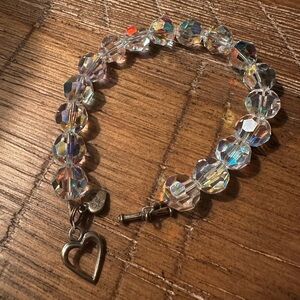 Aurora Borealis Swarovski Crystal Heart Bracelet